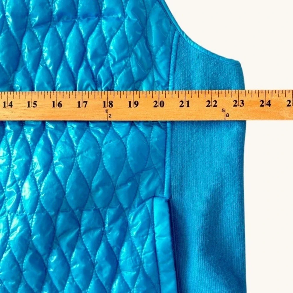 Talbots Turquoise Quilted Vest Knit Side Panels Sz 2X Preppy Casual Sporty Chic